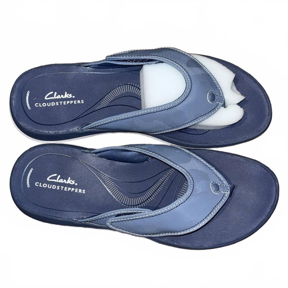 NEW CLARKS women's glide post sandals in denim blue